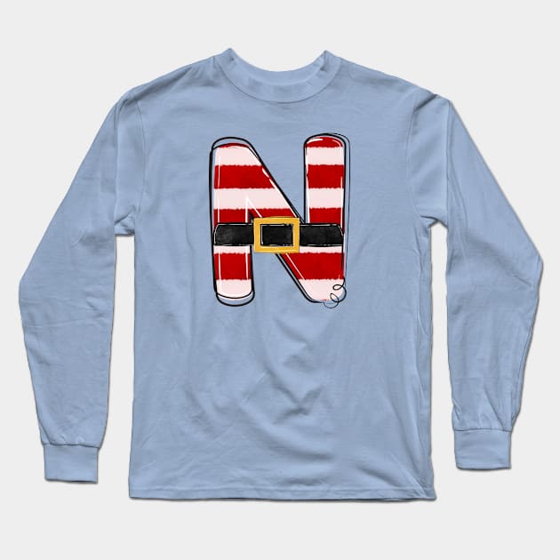 Letter N (Christmas Alphabet) Long Sleeve T-Shirt by Pop Cult Store